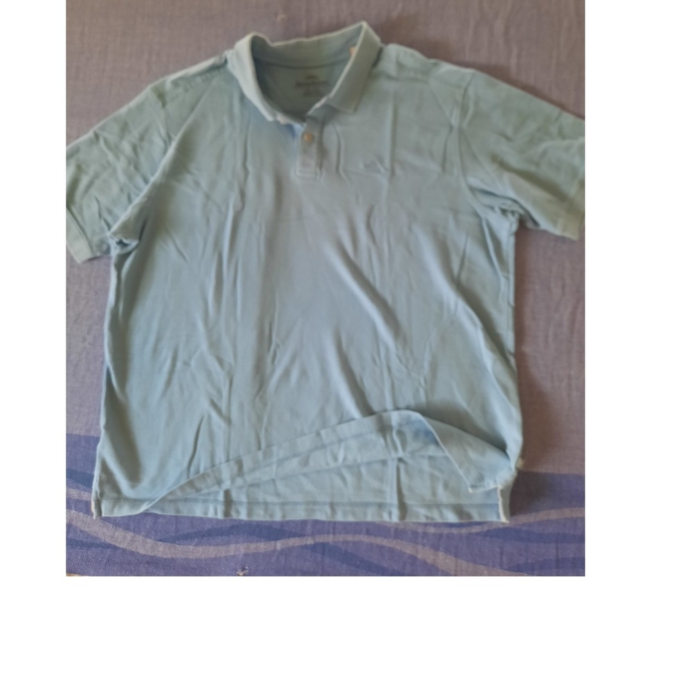 Tommy Bahama Mens XXL Light Blue Short Sleeve Cotton Pique Polo Shirt